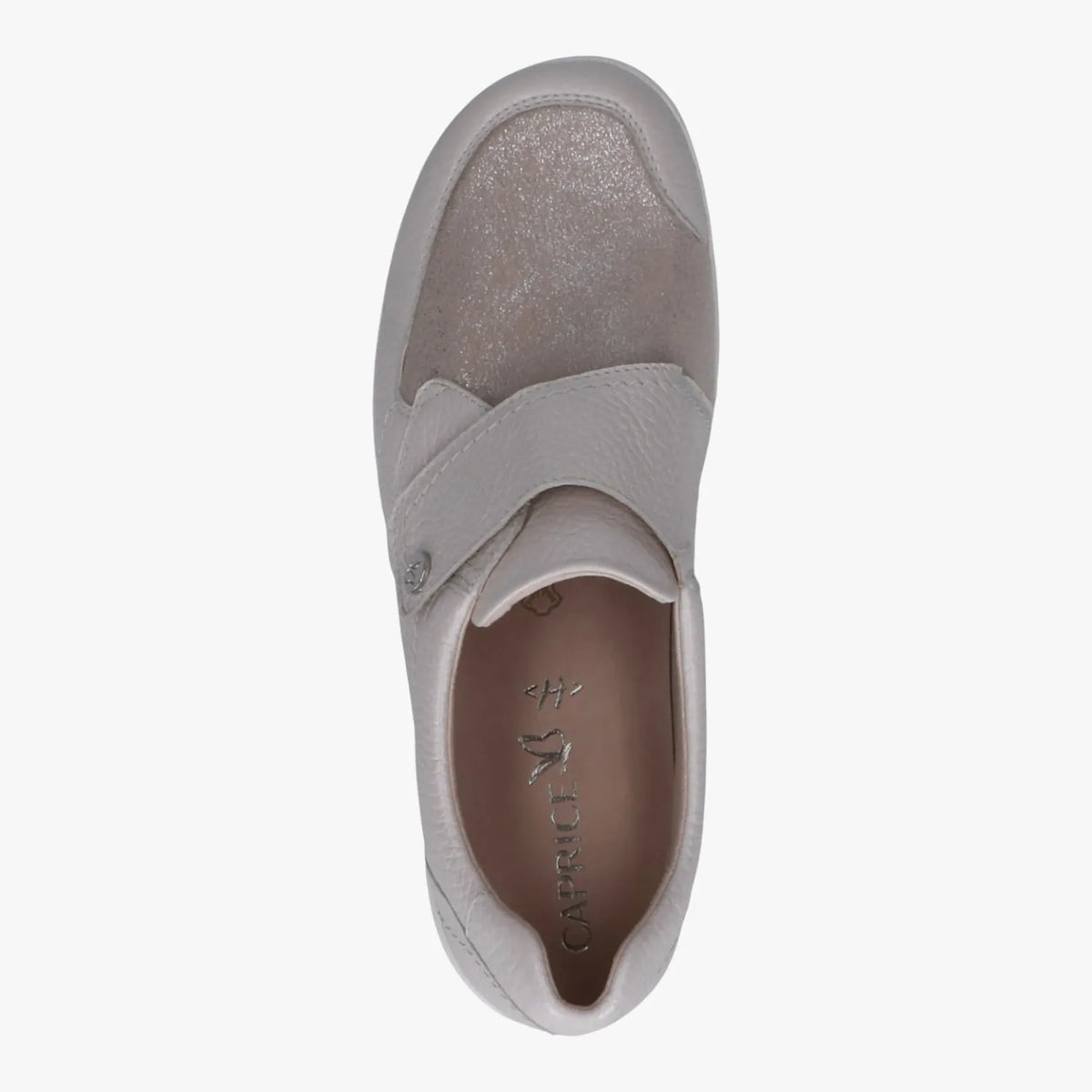 Gray slip-on shoe on a white background