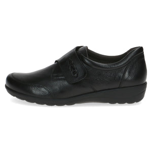 Front view of the Black Velcro Strap Shoe - Wide Fit