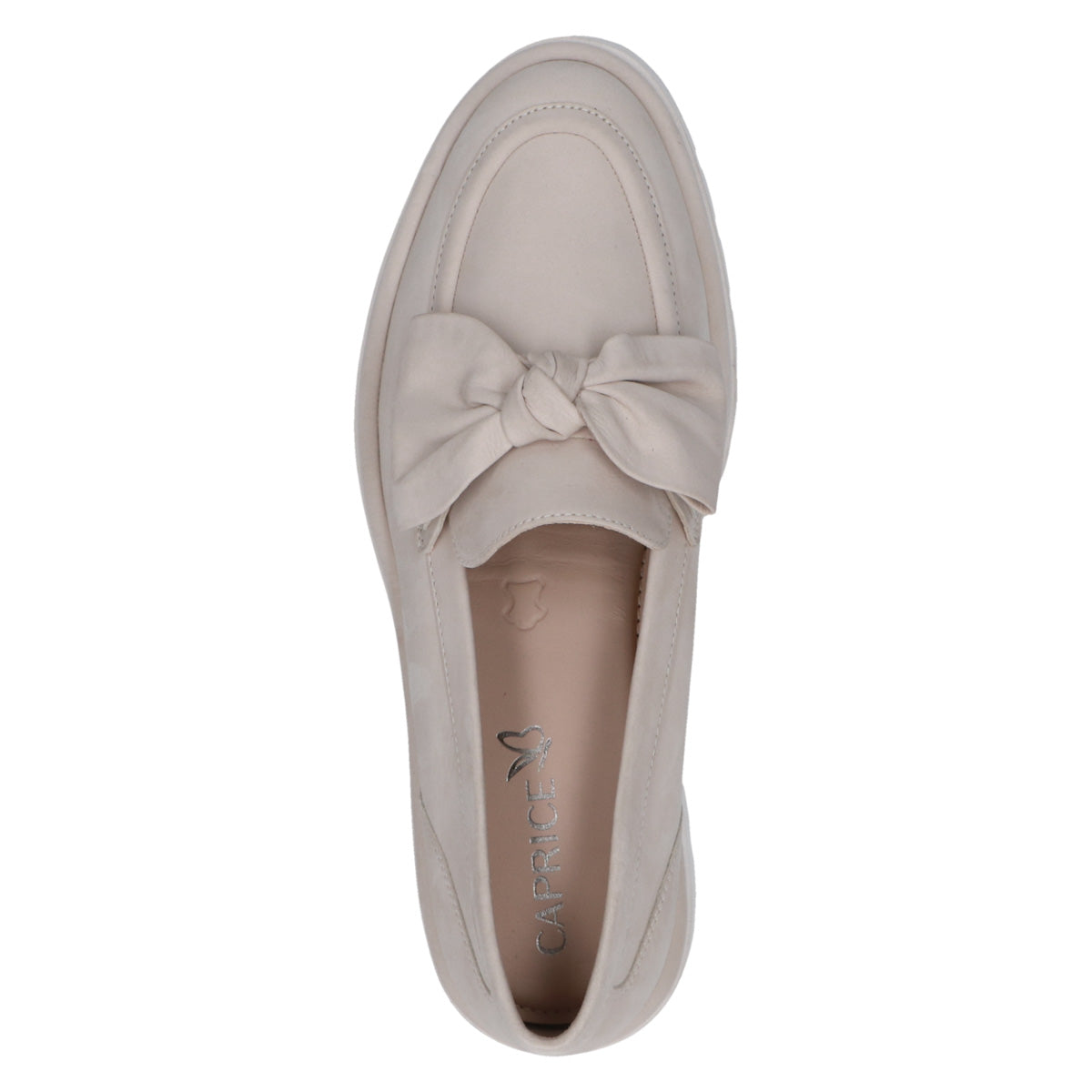 Caprice Beige Loafer with Bow Detail and Chunky Sole