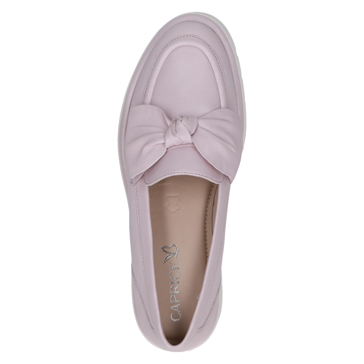 Caprice Dusty Pink Loafer with Bow Detail and Chunky Sole