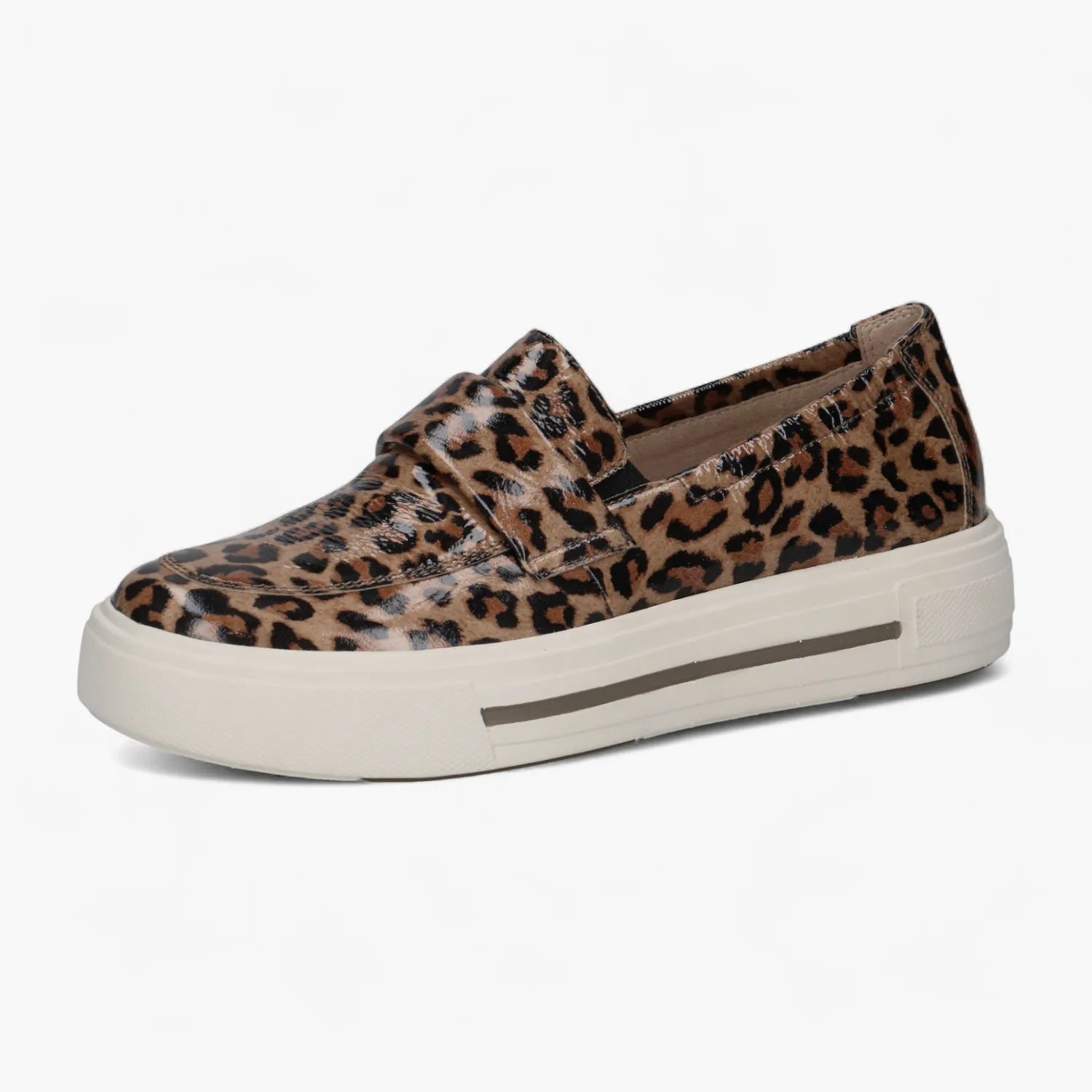 Caprice Leo Beige Patent Slip-On with Airmotion Sole - Leavys Shoes