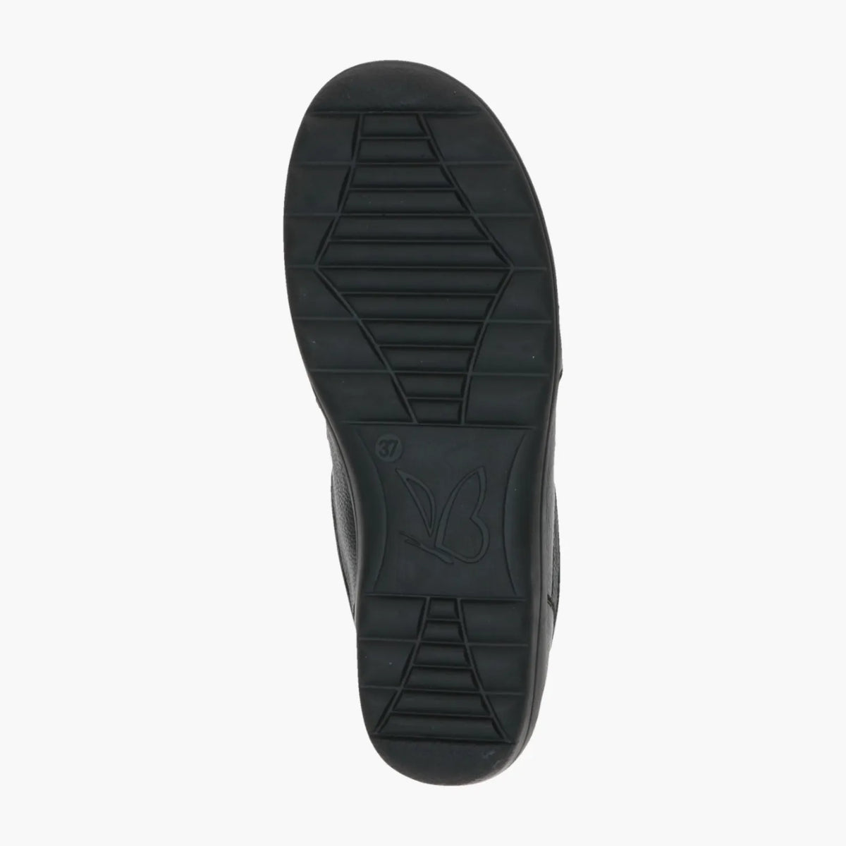 Caprice Black Leather Slip-On Shoe with Velcro Strap - Leavys Shoes