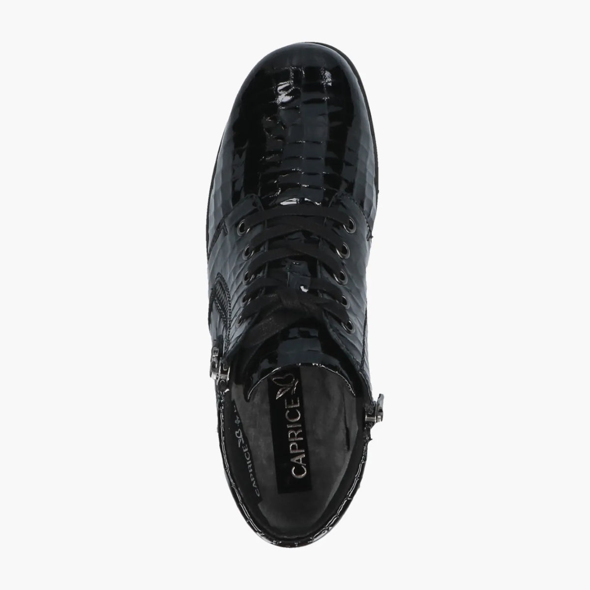 Caprice Black Croco Patent Ankle Boot with Comfort Fit - Leavys Shoes