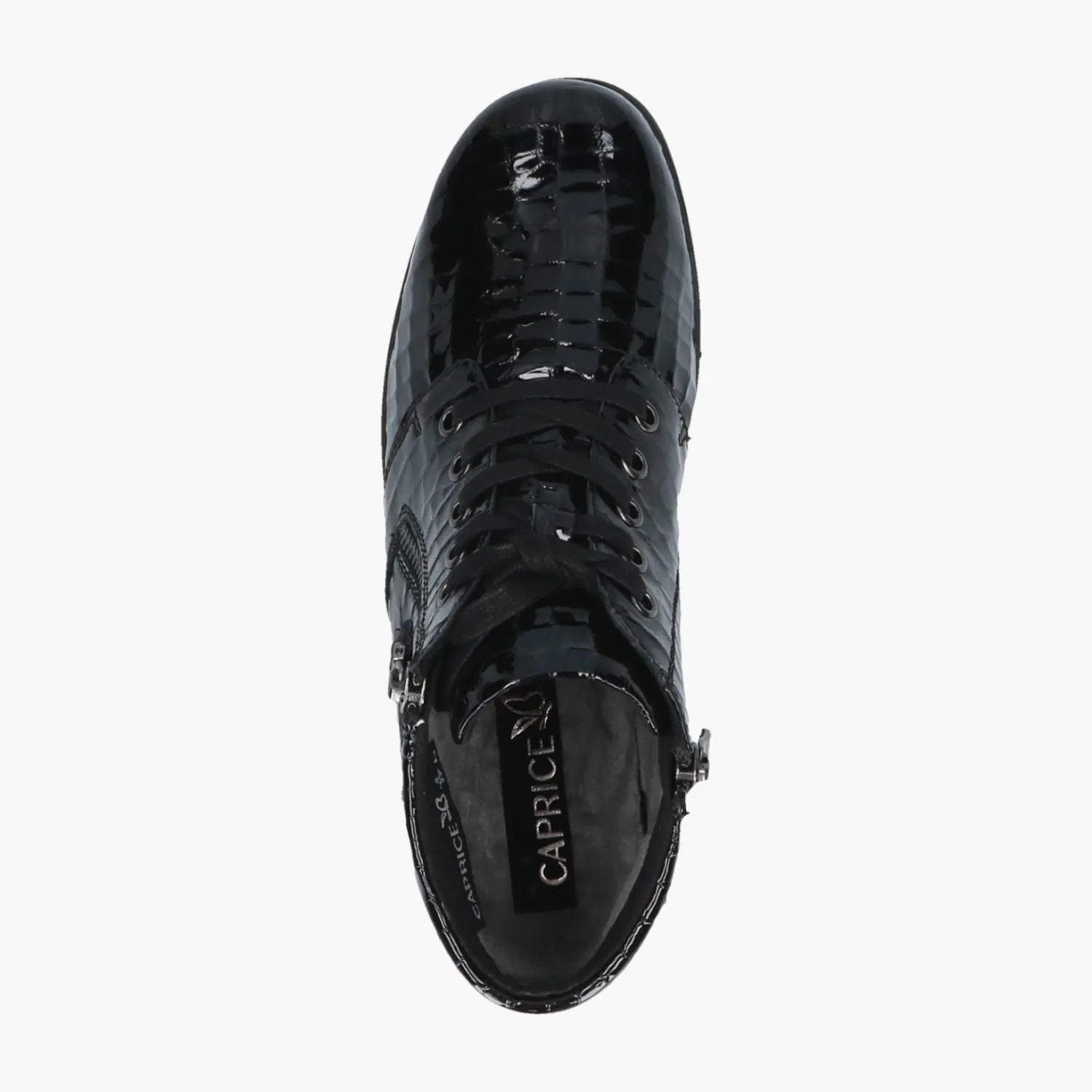 Caprice Black Croco Patent Ankle Boot with Comfort Fit - Leavys Shoes