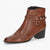 Caprice Cognac Nappa Leather Boot with Buckle Detail & Block Heel - Leavys Shoes