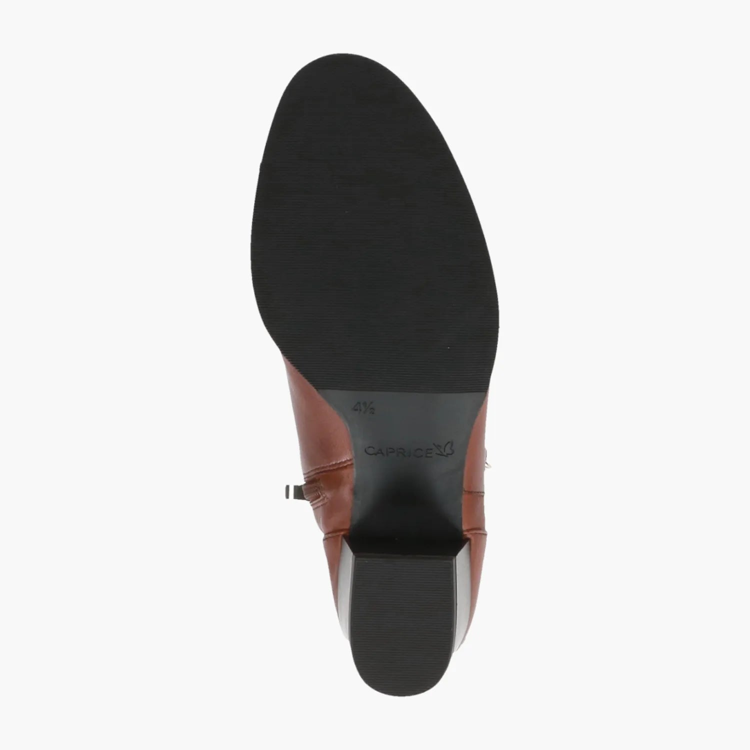 Caprice Cognac Nappa Leather Boot with Buckle Detail & Block Heel - Leavys Shoes