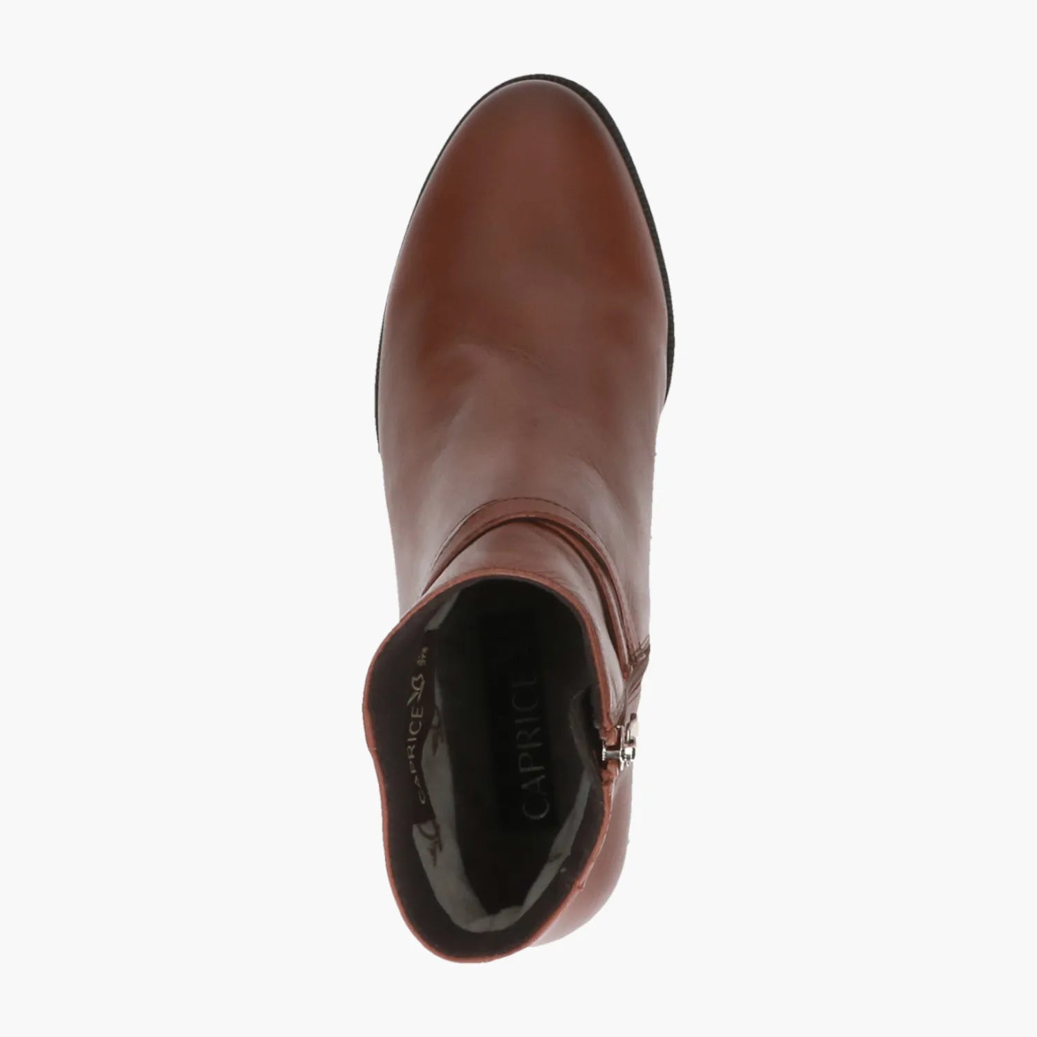 Caprice Cognac Nappa Leather Boot with Buckle Detail & Block Heel - Leavys Shoes
