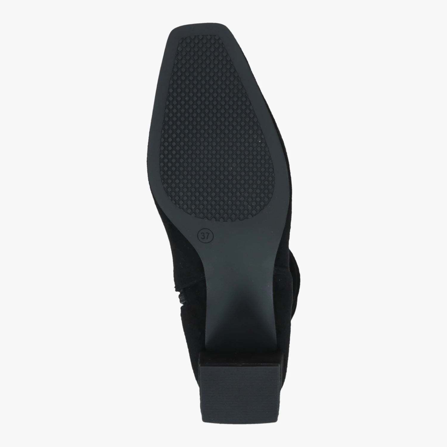Caprice Black Stretch Mid-Calf Block Heel Boots