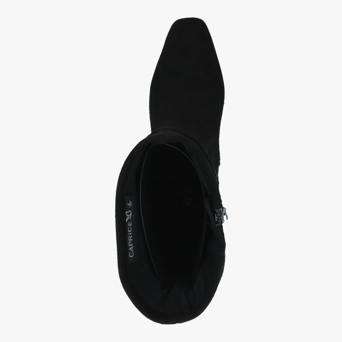 Caprice Black Stretch Mid-Calf Block Heel Boots