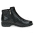 Side view showing the interior of Caprice's dual zip black ankle boot.