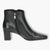 Caprice Black Leather Dressy Ankle Boots with Block Heel and Square Toe