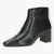 Caprice Black Leather Dressy Ankle Boots with Block Heel and Square Toe