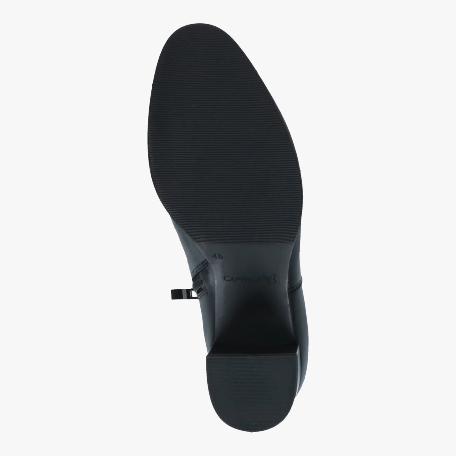 Caprice Black Leather Buckle Detail Ankle Boots