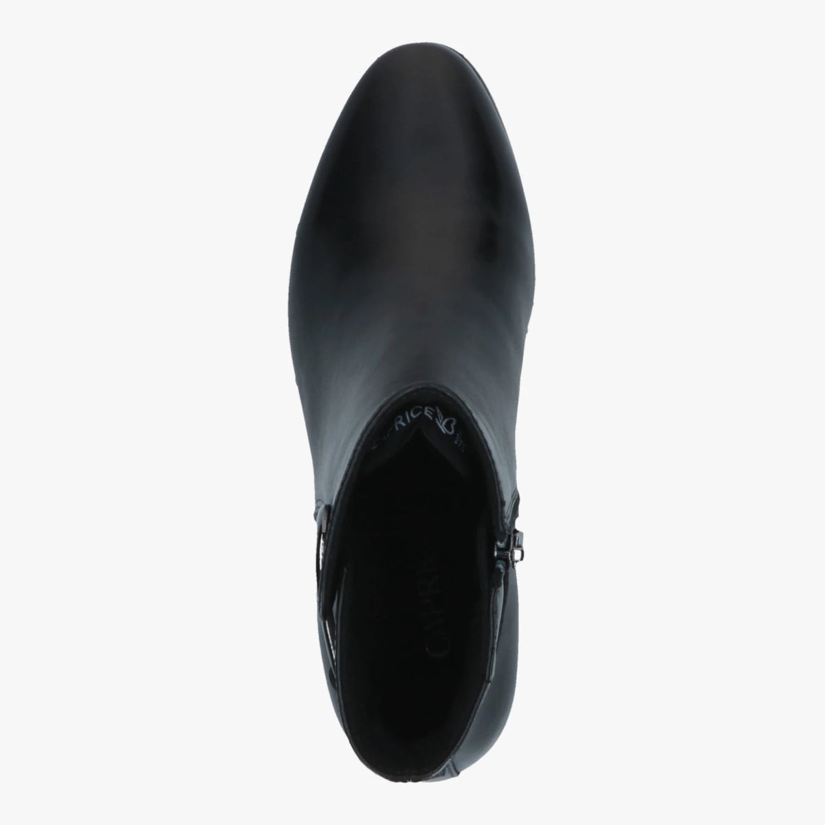 Caprice Black Leather Buckle Detail Ankle Boots