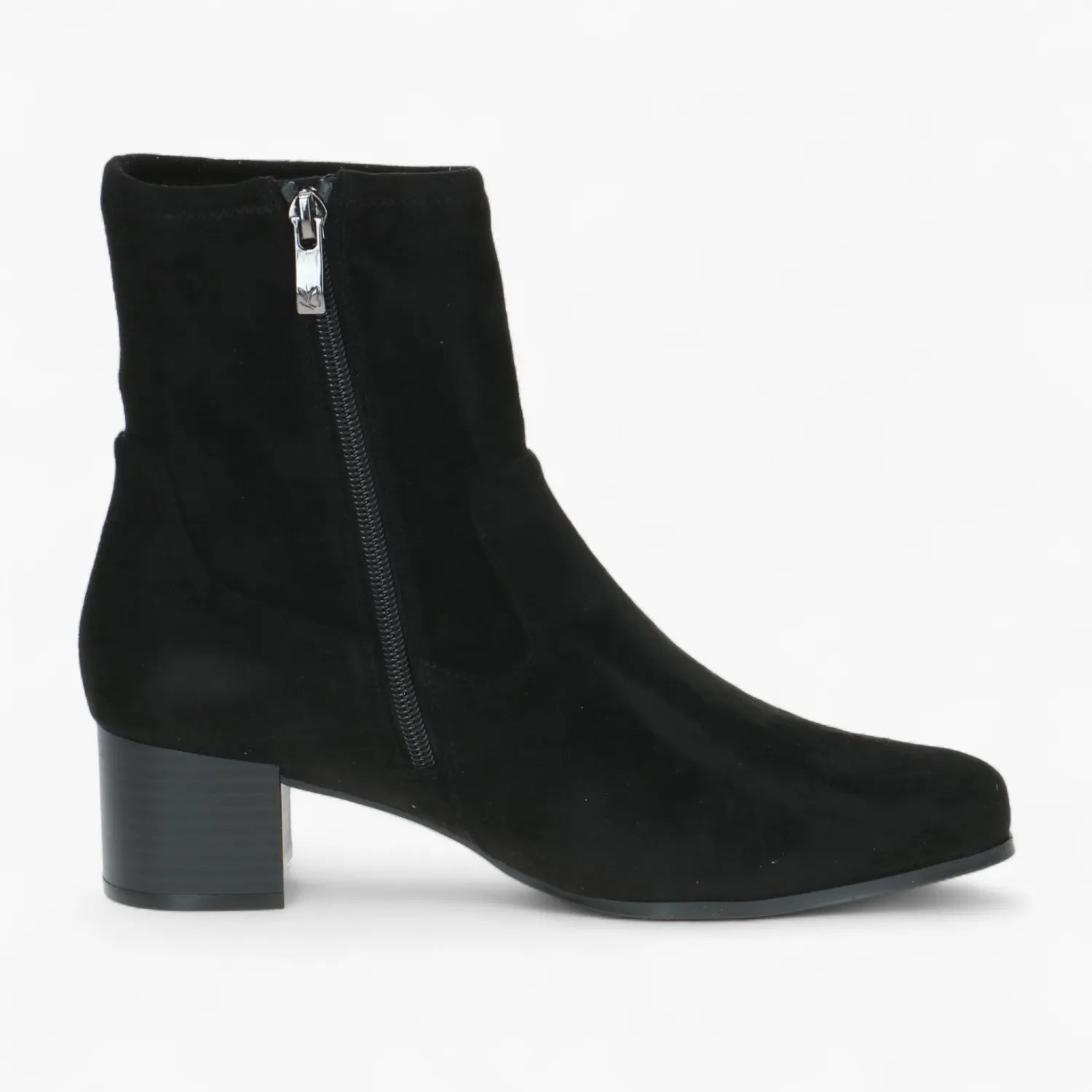 Caprice Black Stretch Block Heel Boots with Climo Sole - Leavys Shoes