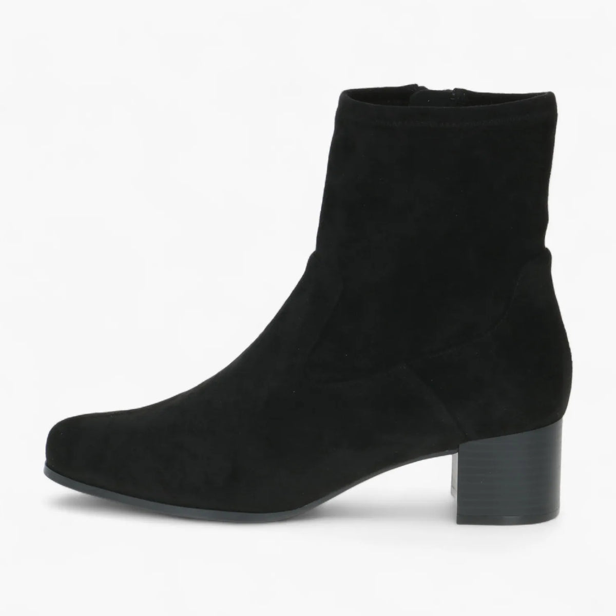 Caprice Black Stretch Block Heel Boots with Climo Sole - Leavys Shoes