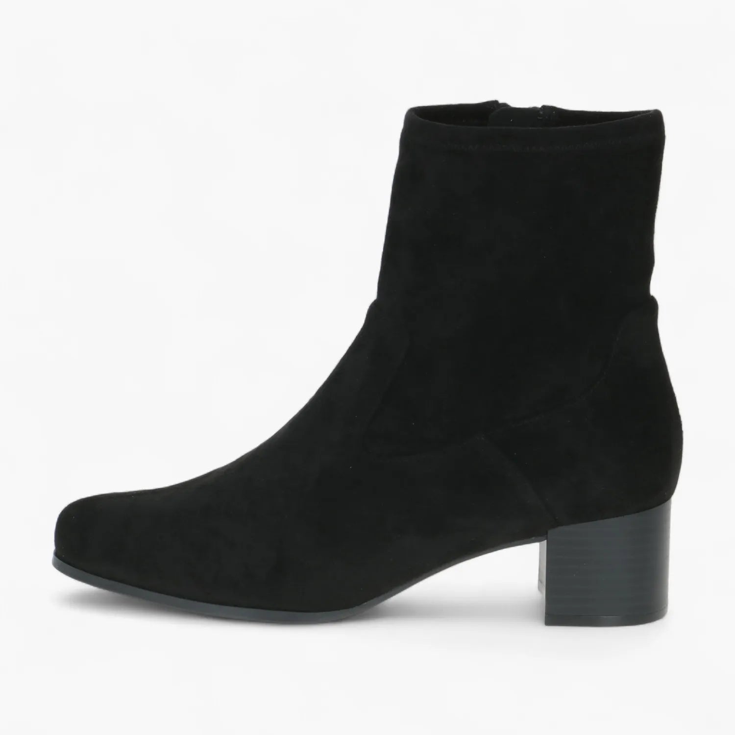 Caprice Black Stretch Block Heel Boots with Climo Sole - Leavys Shoes