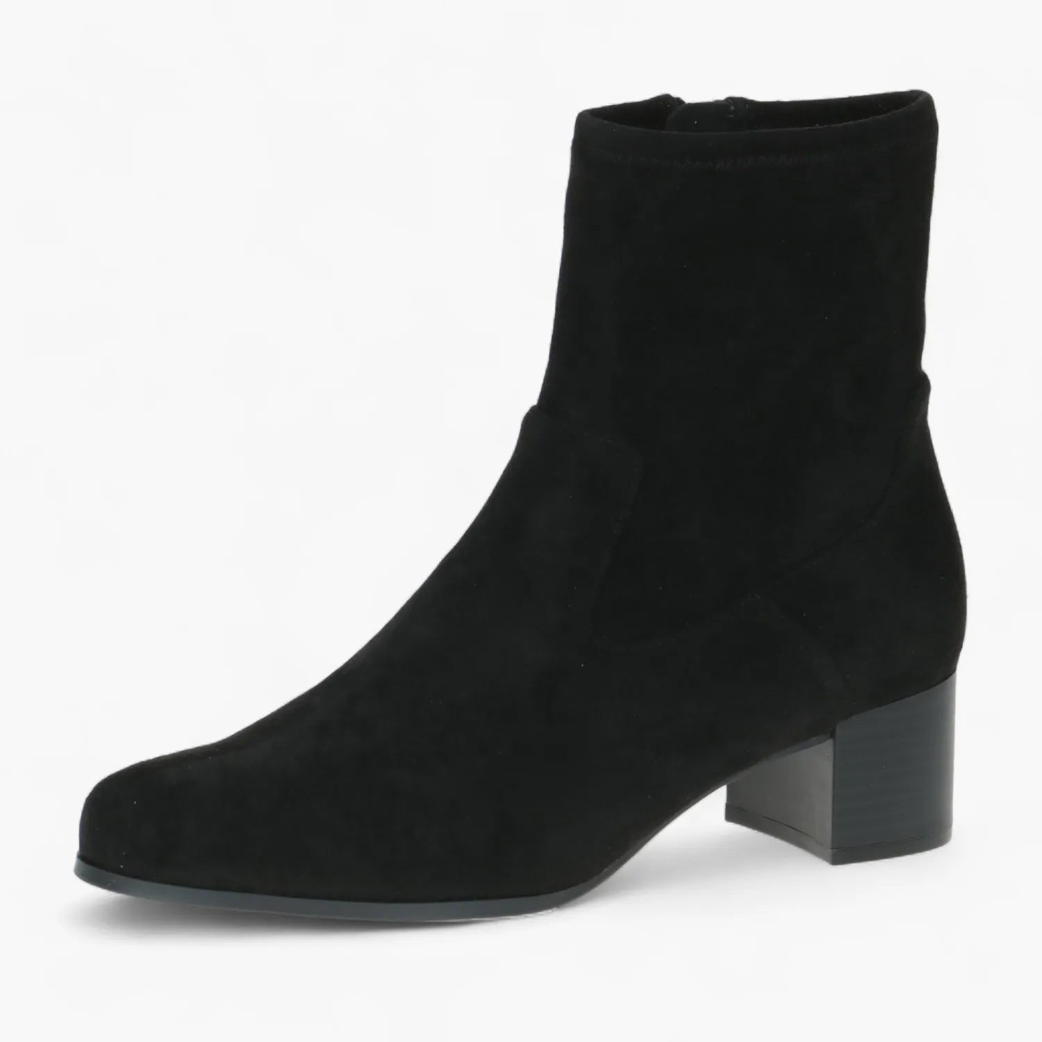 Caprice Black Stretch Block Heel Boots with Climo Sole - Leavys Shoes