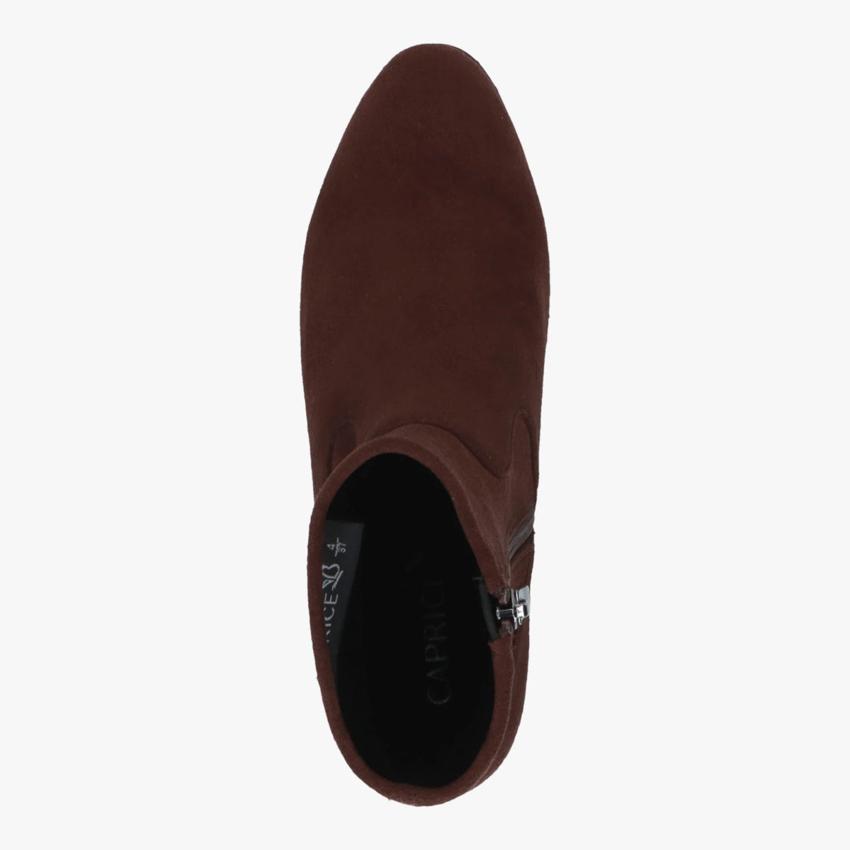 Caprice Dark Brown Stretch Block Heel Ankle Boots