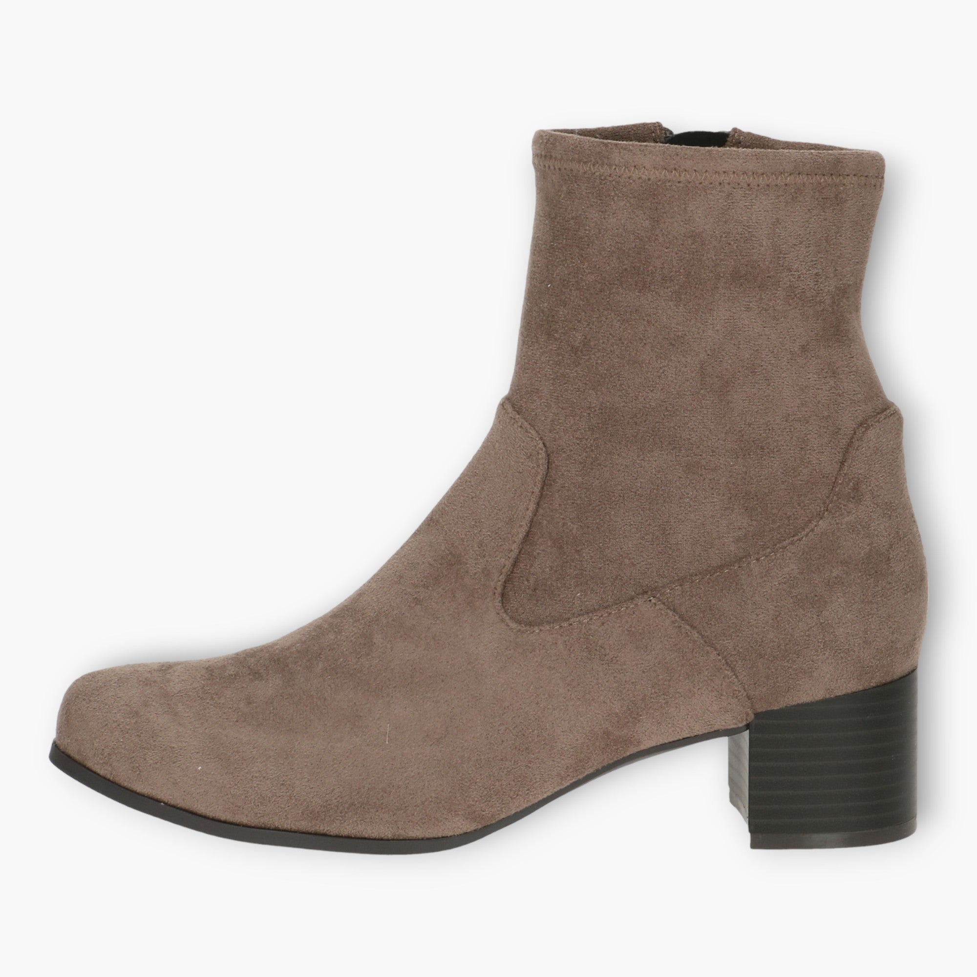 Caprice Grey Faux Suede Ankle Boots with Block Heel