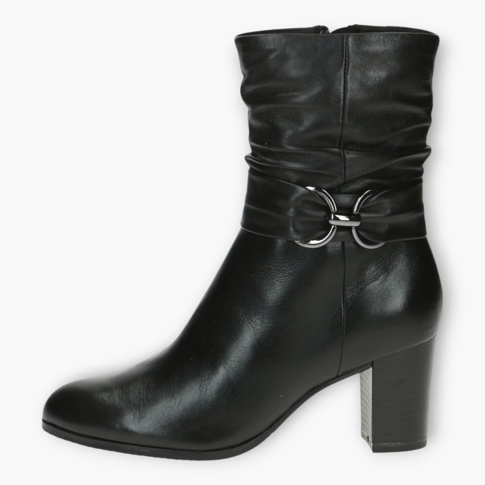 Black Dressy Ankle Boot - Caprice Block Heel