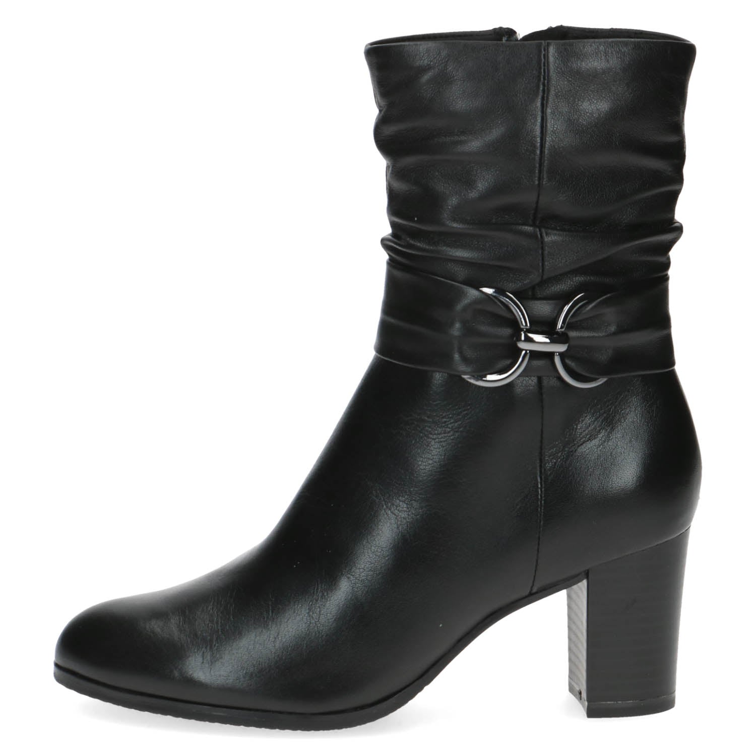 Black Dressy Ankle Boot Caprice Block Heel Leavys Shoes