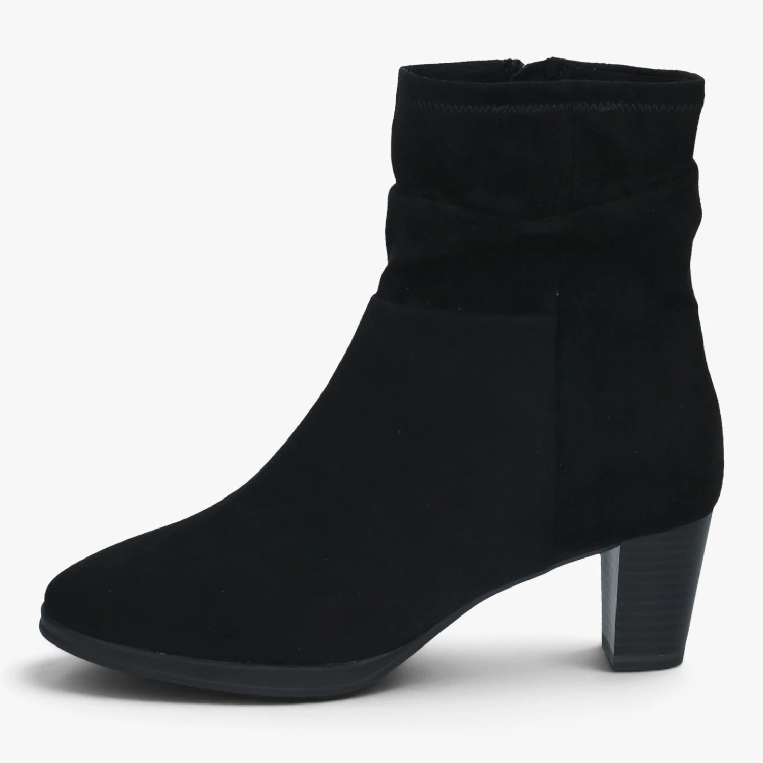 Caprice Black Stretch Block Heel Ankle Boots
