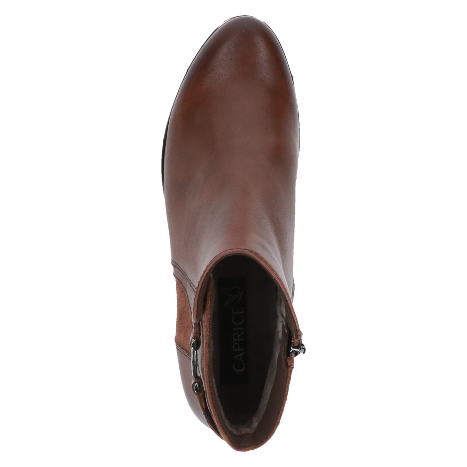 Top view of Caprice Brown Leather Ankle Boot.