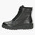 Caprice Black Leather Ankle Boots with Dual Zippers and Waterproof Wedge Sole