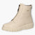 Caprice Cream Leather Waterproof Ankle Boots with Wedge Sole