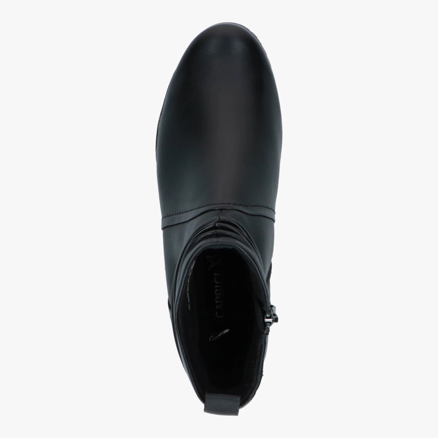 Caprice Black Leather Wide Fit Ankle Boots
