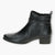 Wide Fitting Black Leather Ankle Boots for Women with Block Heel - Caprice - Leavys Shoes