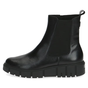 Front view of Caprice plain leather ankle boot.