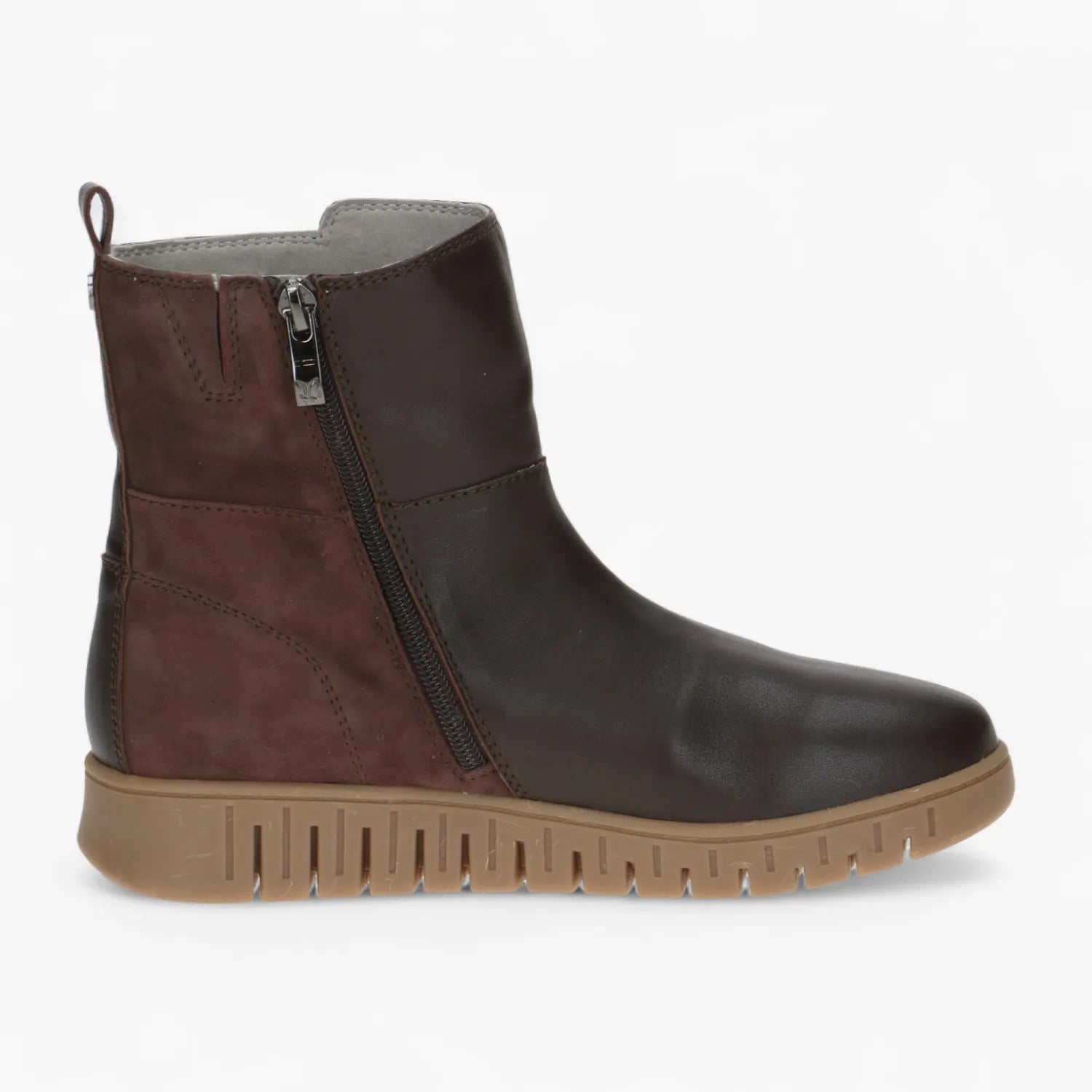 Caprice Dark Brown Leather Boot with Climotion Sole - Leavys Shoes