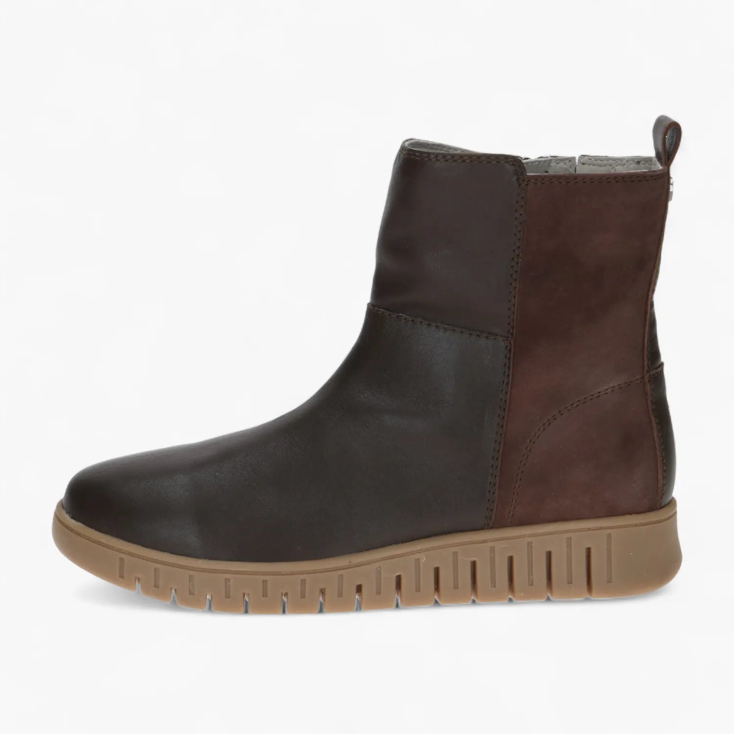 Caprice Dark Brown Leather Boot with Climotion Sole - Leavys Shoes