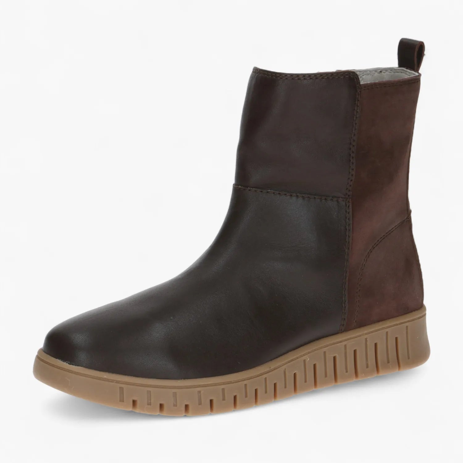 Caprice Dark Brown Leather Boot with Climotion Sole - Leavys Shoes