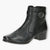 Caprice Black Ankle Boots with Side Zip & Buckle Detail - Block Heel, Wide Fit, Comfort Focused