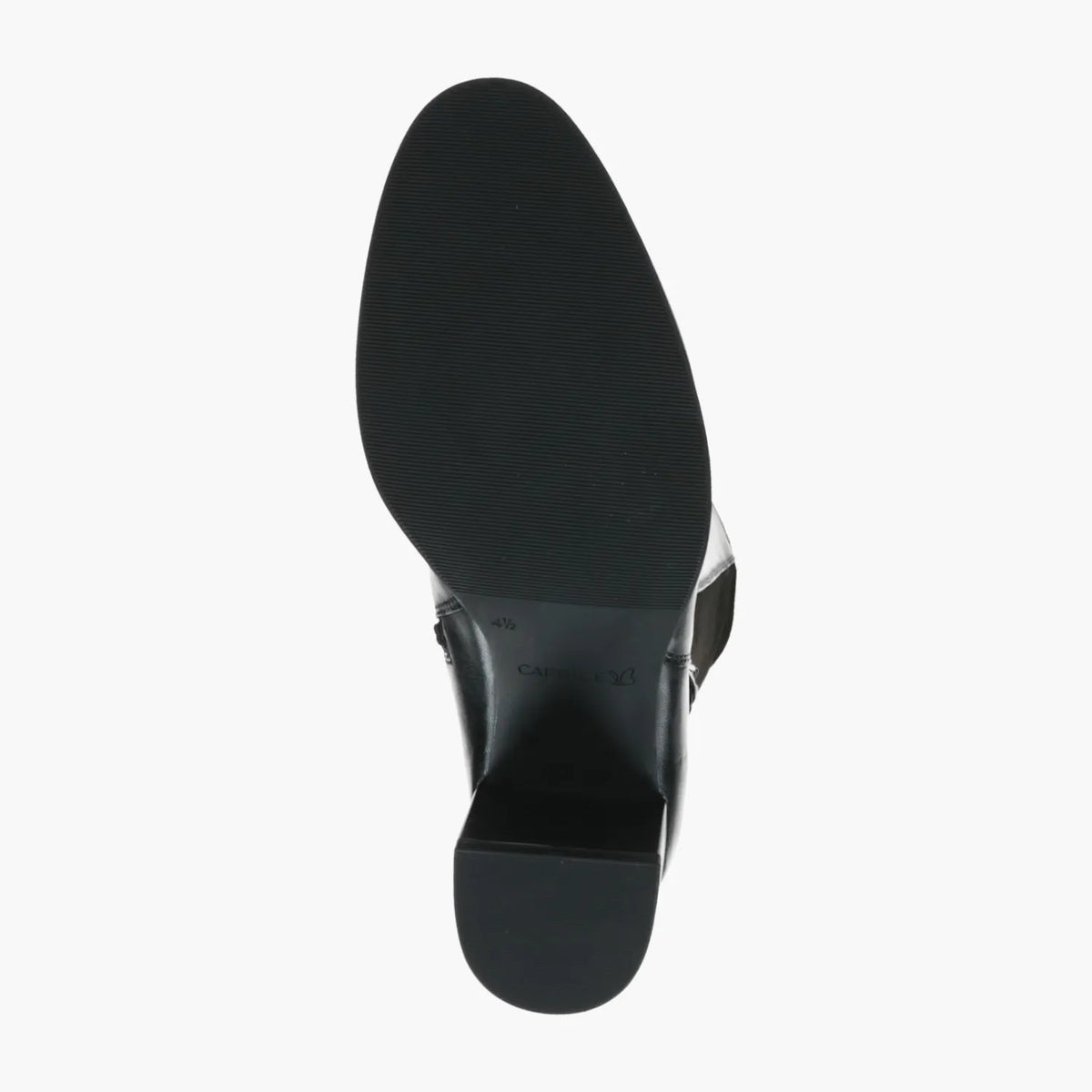 Caprice Black Knee-High Boot with Block Heel & Buckle - Leavys Shoes