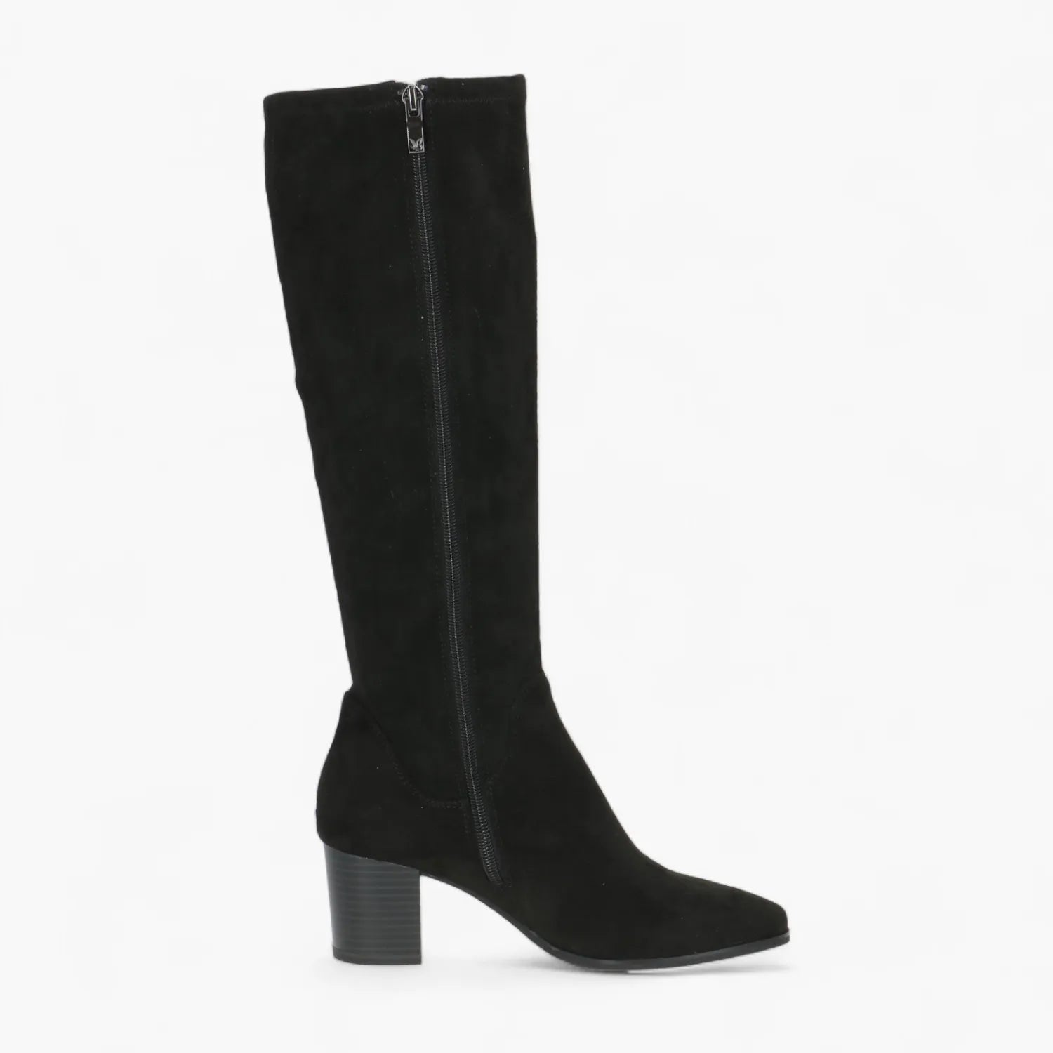 Caprice Black Stretch Block Heel Boot with Memotion - Leavys Shoes