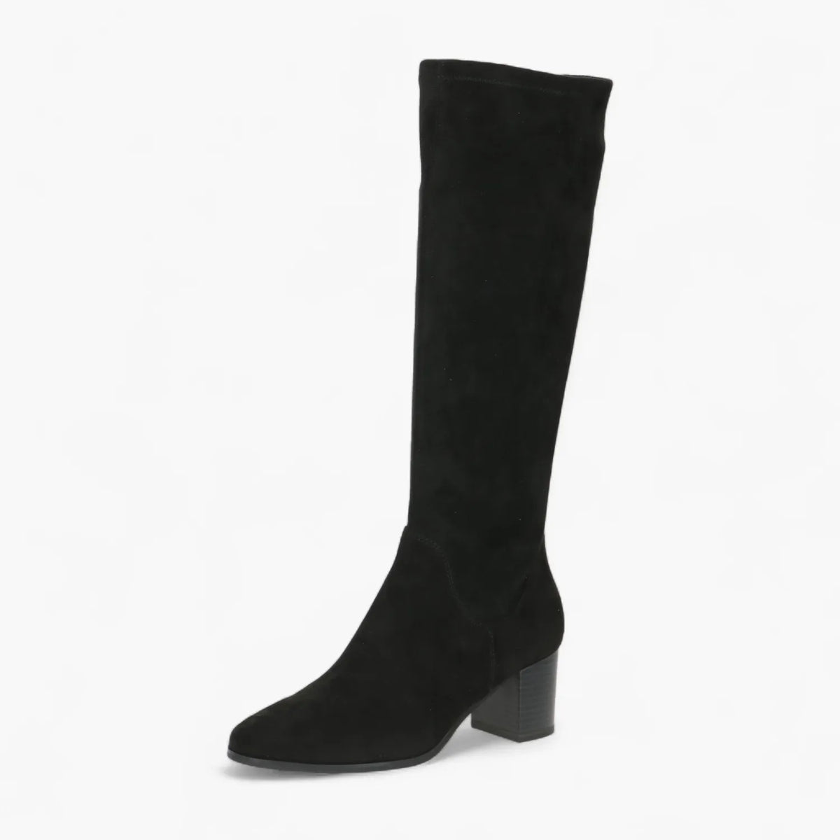 Caprice Black Stretch Block Heel Boot with Memotion - Leavys Shoes
