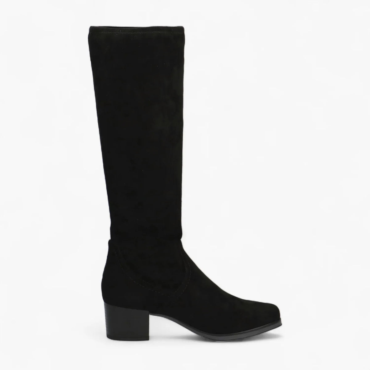 Caprice Black Stretch Knee Boot with Airmotion Comfort - Leavys Shoes