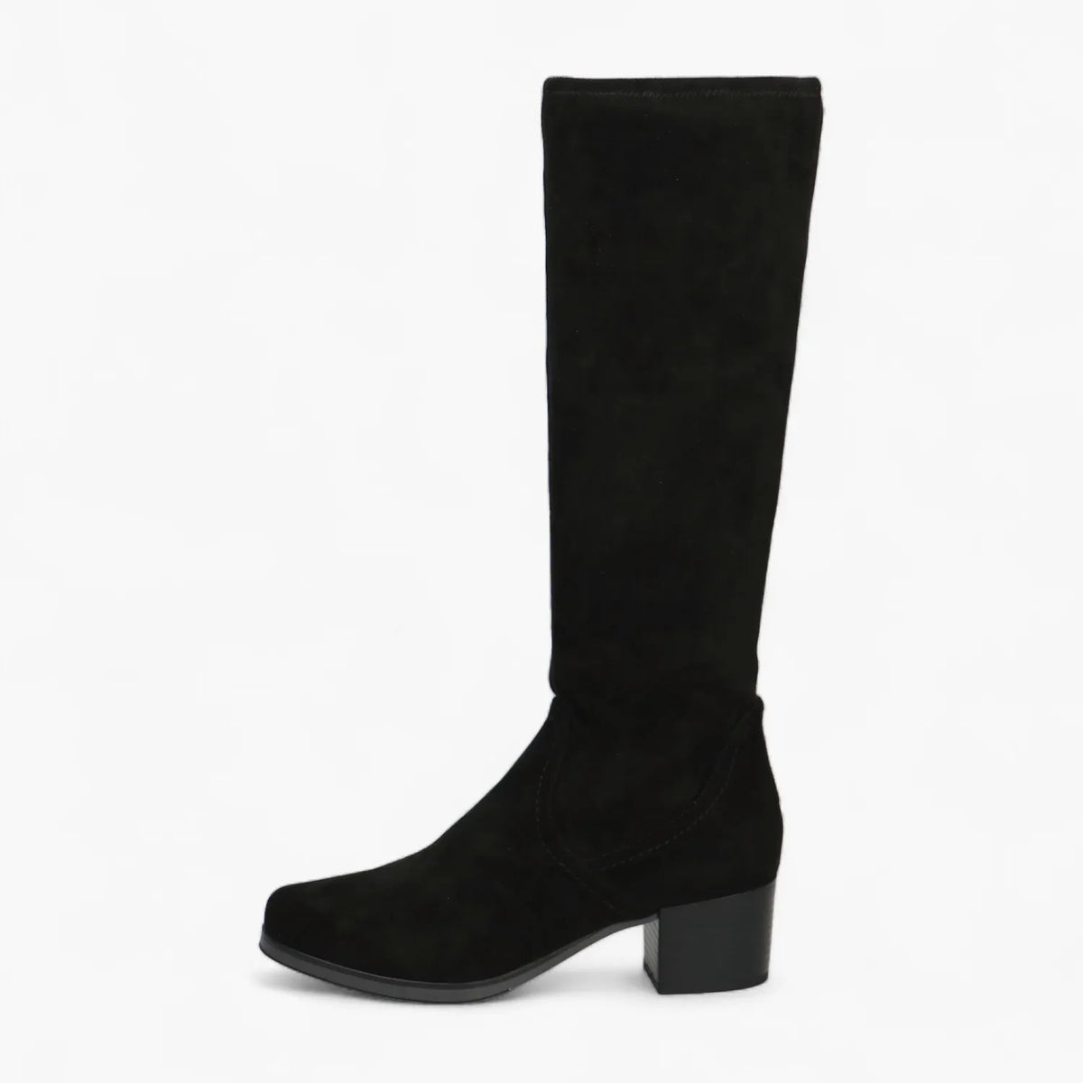 Caprice Black Stretch Knee Boot with Airmotion Comfort - Leavys Shoes