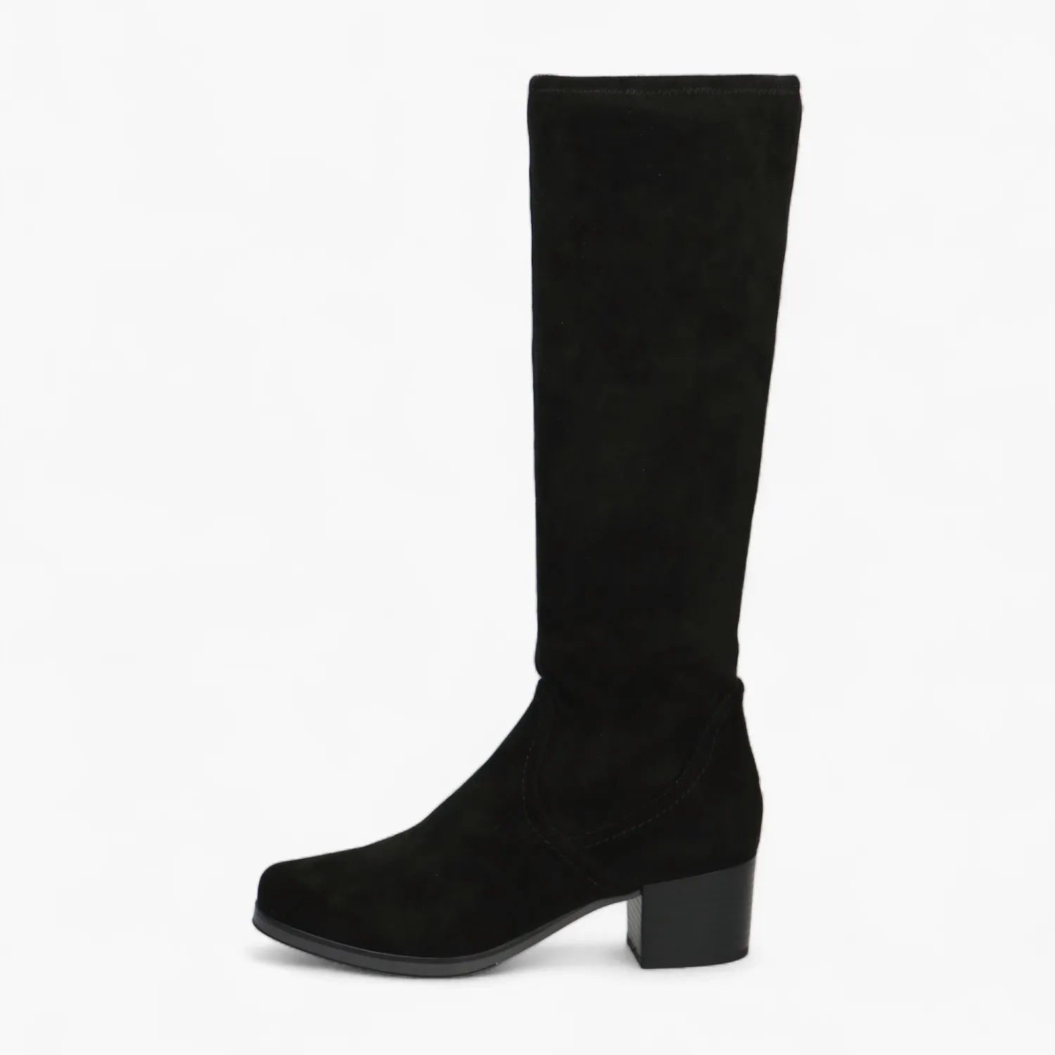 Caprice Black Stretch Knee Boot with Airmotion Comfort - Leavys Shoes