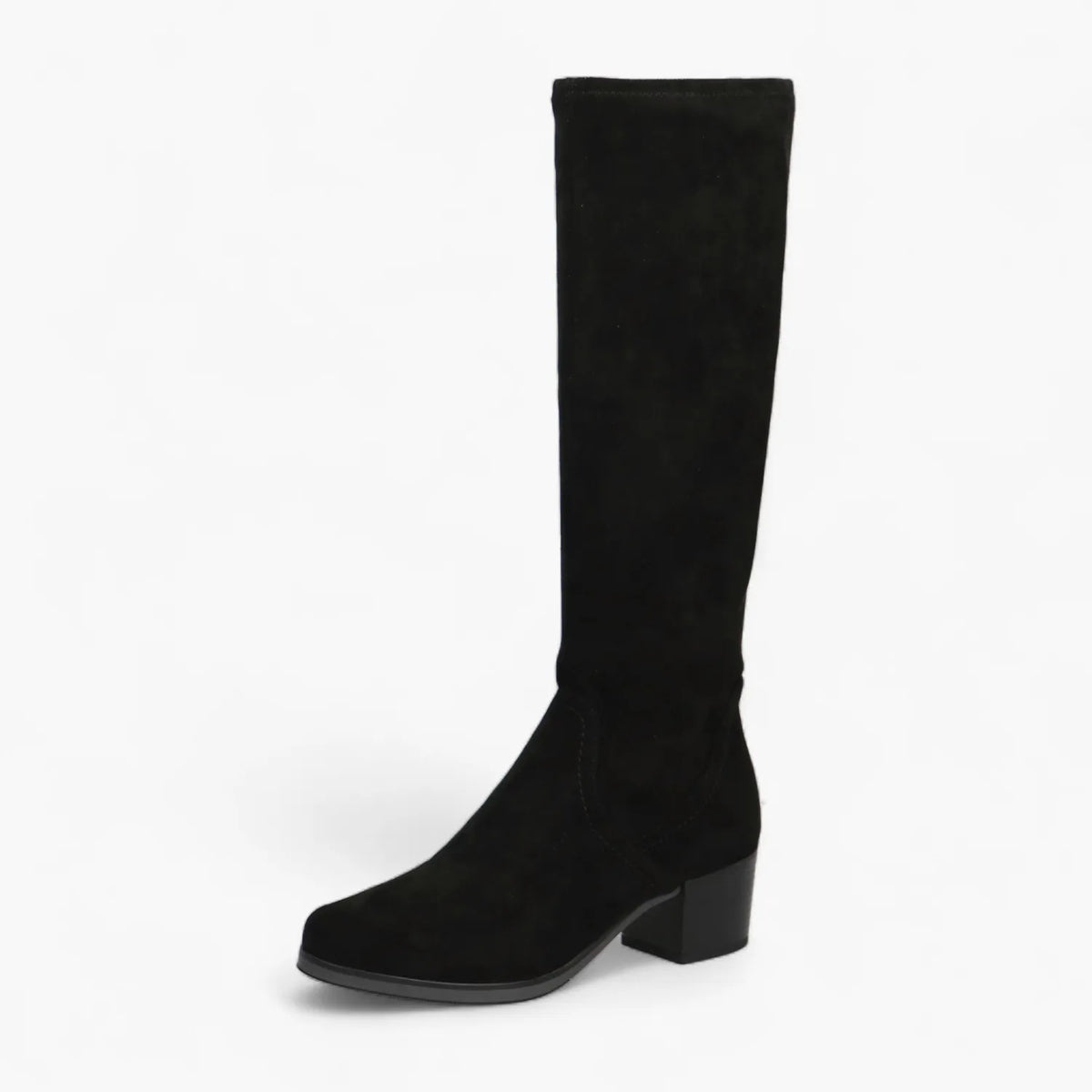 Caprice Black Stretch Knee Boot with Airmotion Comfort - Leavys Shoes