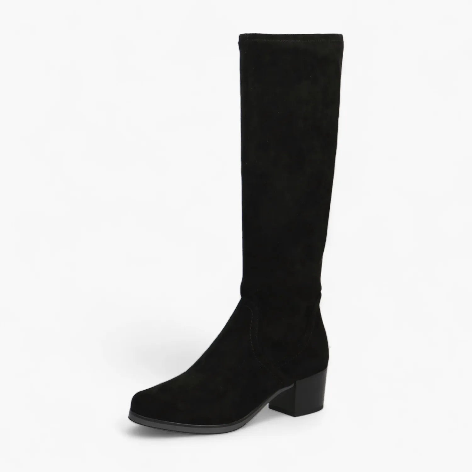 Caprice Black Stretch Knee Boot with Airmotion Comfort - Leavys Shoes