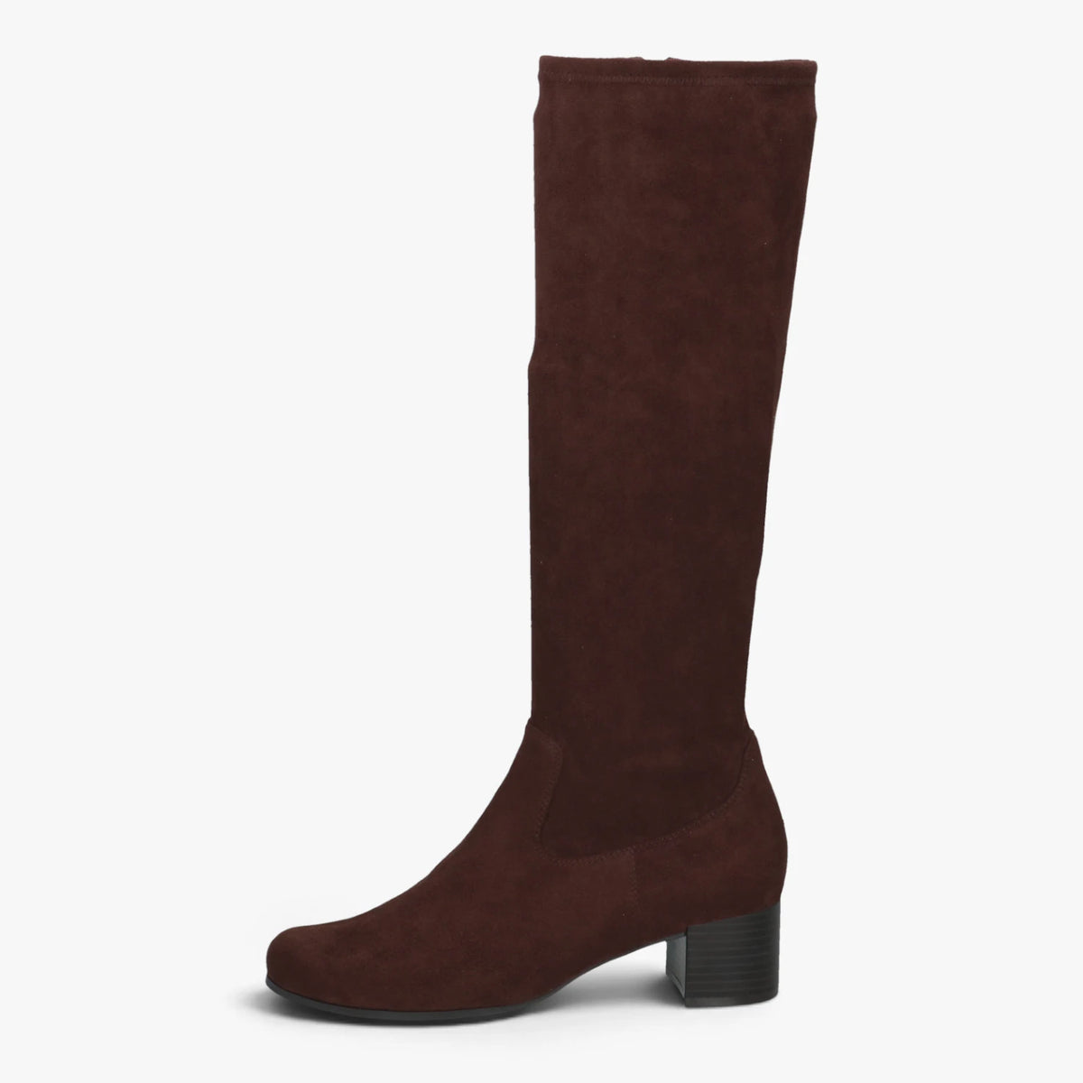 Caprice Dark Brown Stretch Block Heel Knee-High Boots