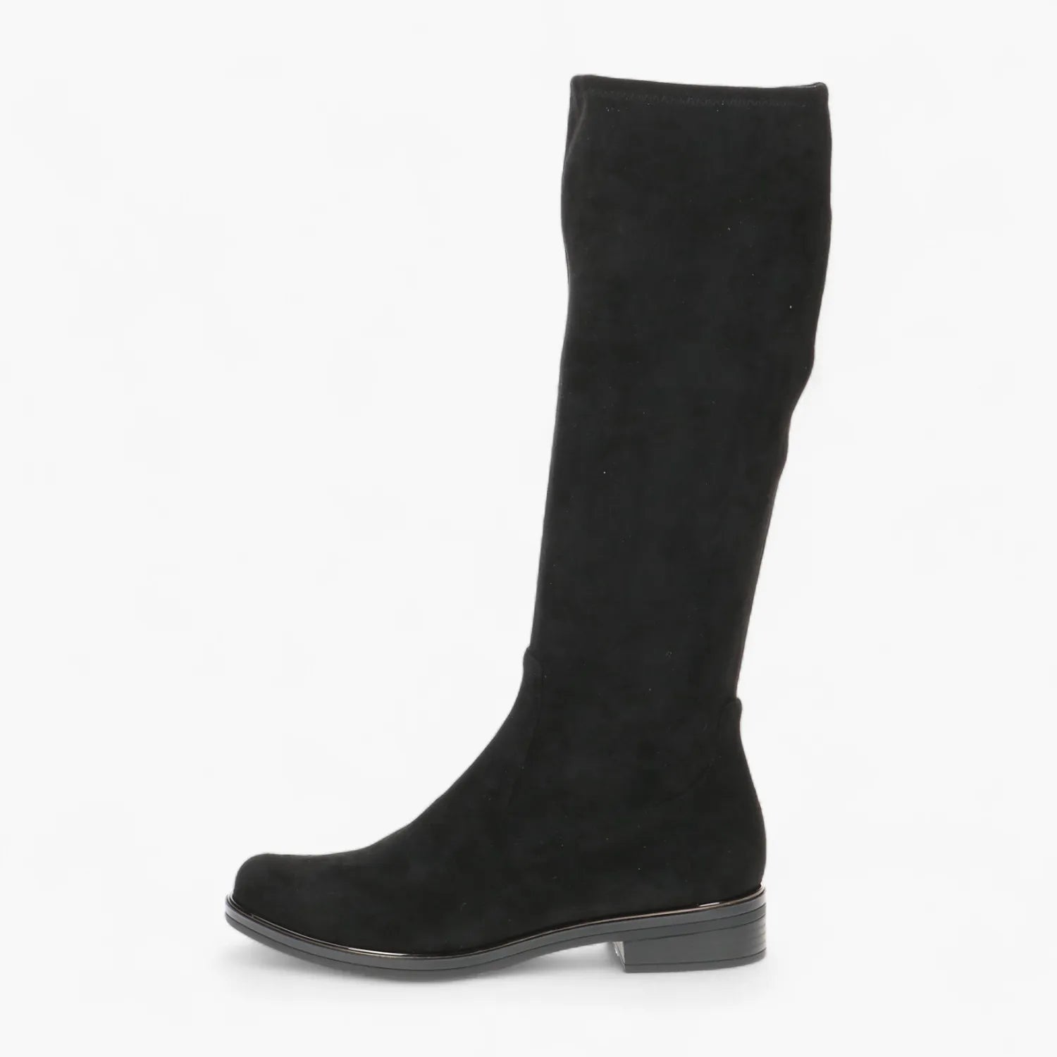 Caprice Black Stretch Knee-High Boot with Low Heel Comfort - Leavys Shoes