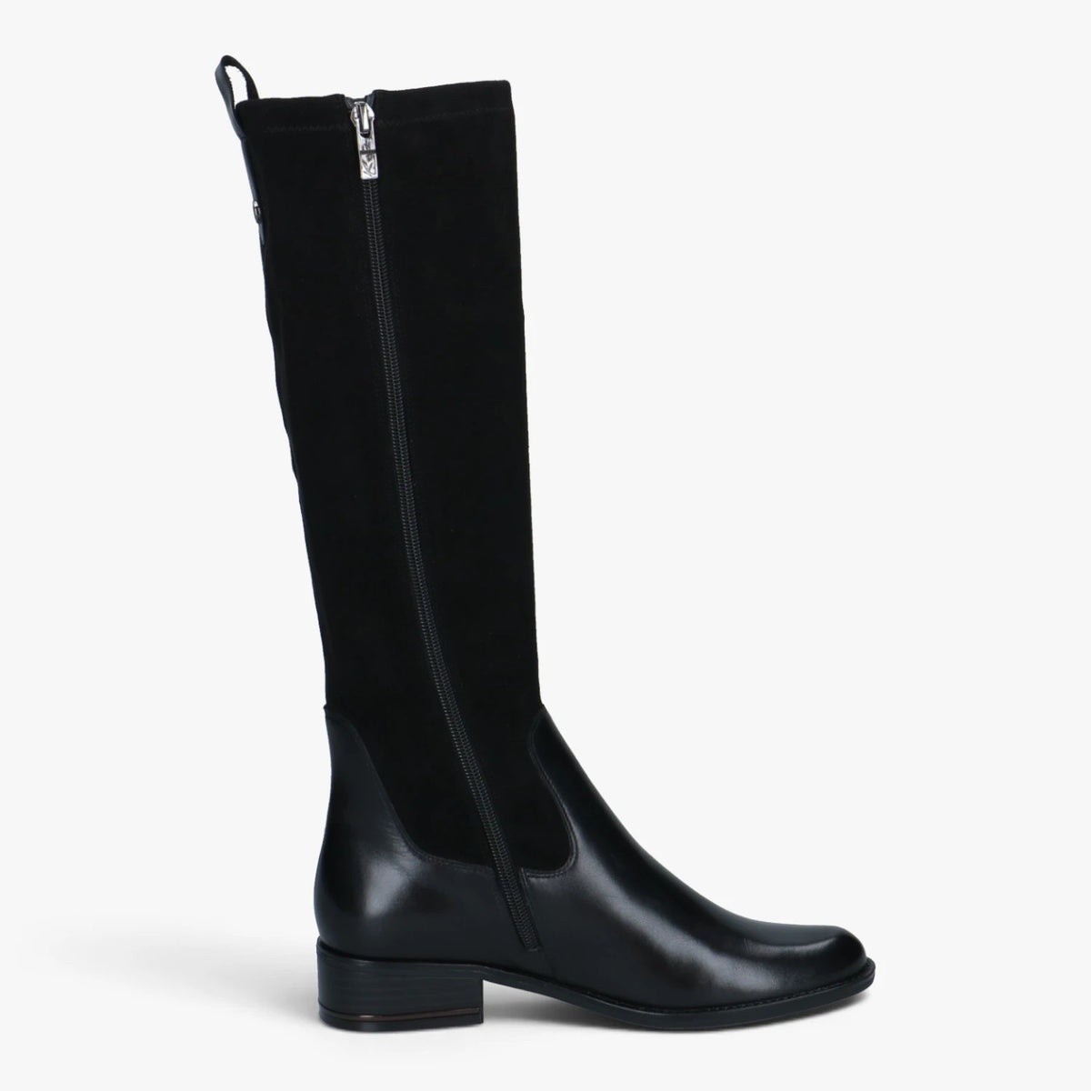 Caprice Black Leather & Stretch Knee-High Boots