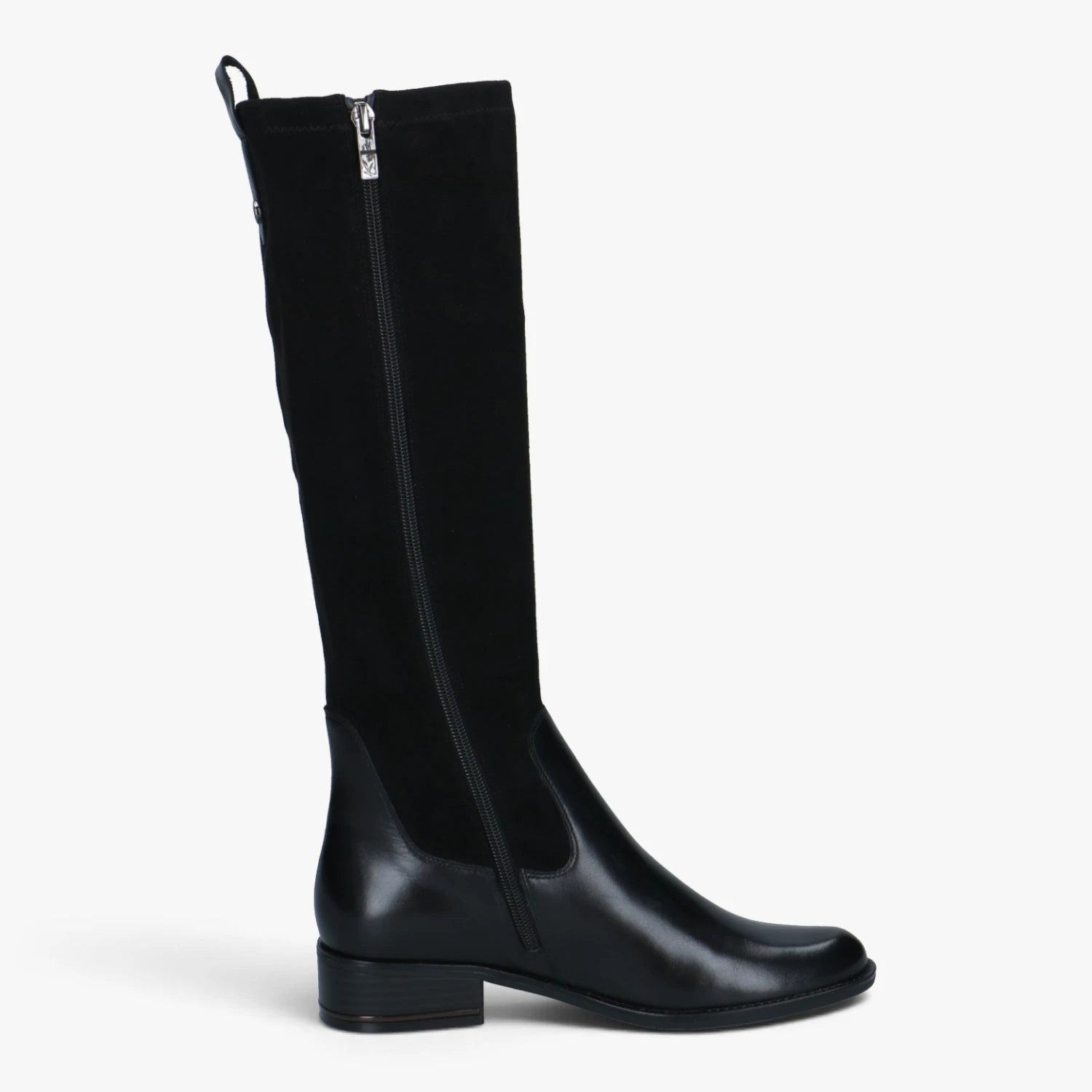 Caprice Black Leather & Stretch Knee-High Boots