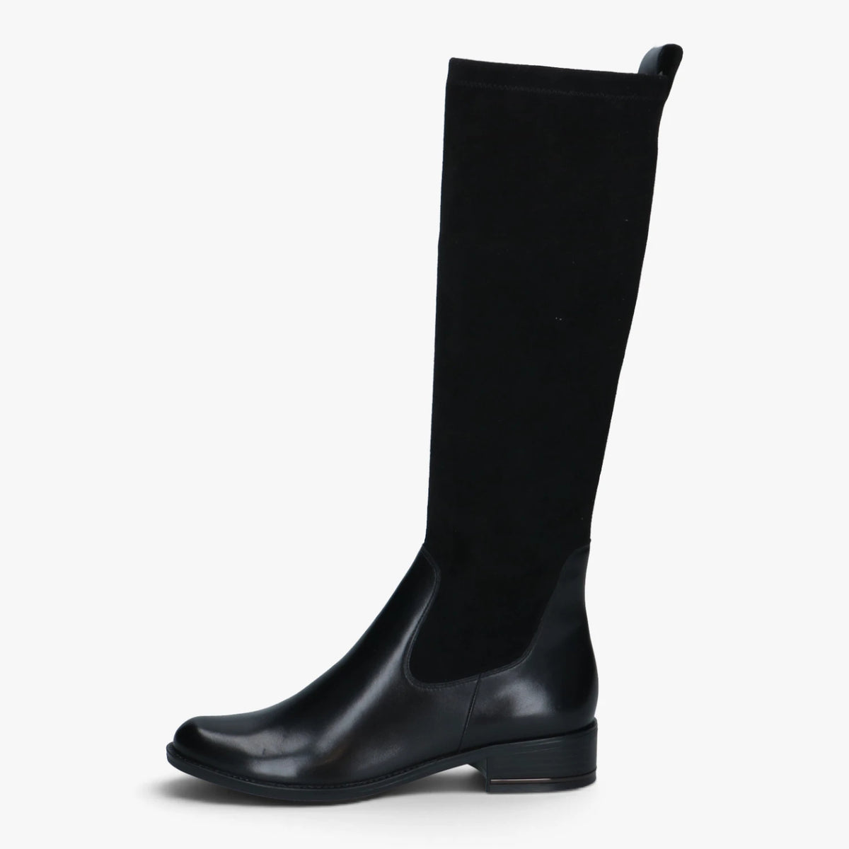 Caprice Black Leather & Stretch Knee-High Boots